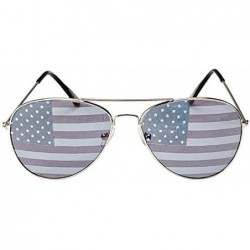 Aviator PATRIOTIC Trendy USA American Flag Print Aviator Sunglsses SILVER - CO12HHZBGE1 $10.00