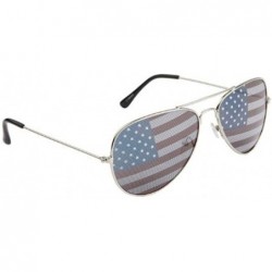 Aviator PATRIOTIC Trendy USA American Flag Print Aviator Sunglsses SILVER - CO12HHZBGE1 $10.00