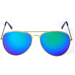 Aviator Sunglasses Aviator Style Metal Frame Colored Lens UV Protection Unisex 2Packs - Greenblue - CJ12D2OIX6P $18.78