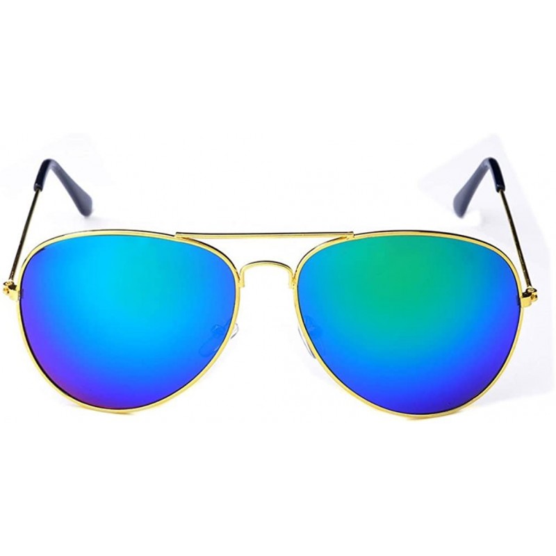 Aviator Sunglasses Aviator Style Metal Frame Colored Lens UV Protection Unisex 2Packs - Greenblue - CJ12D2OIX6P $8.49