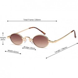 Rectangular Unisex Vintage Oval Glasses Small Metal Frames Sunglasses UV400 - Glod Brown - CD18N9RHKS9 $11.97