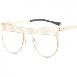 Round Round Cat Eye Sunglasses for Women Metal Punk Eyewear UV400 - C6gold Clear - CR1905WW2CE $13.31