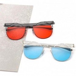 Round Round Cat Eye Sunglasses for Women Metal Punk Eyewear UV400 - C6gold Clear - CR1905WW2CE $13.31
