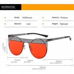 Round Round Cat Eye Sunglasses for Women Metal Punk Eyewear UV400 - C6gold Clear - CR1905WW2CE $13.31