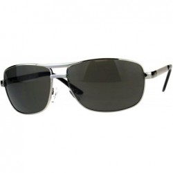 Rectangular Mens Fashion Sunglasses Metal Oval Rectangular Frame Navigator UV 400 - Silver (Black) - C218DS20WD8 $20.39