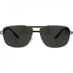 Rectangular Mens Fashion Sunglasses Metal Oval Rectangular Frame Navigator UV 400 - Silver (Black) - C218DS20WD8 $10.60