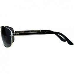 Rectangular Mens Fashion Sunglasses Metal Oval Rectangular Frame Navigator UV 400 - Silver (Black) - C218DS20WD8 $10.60