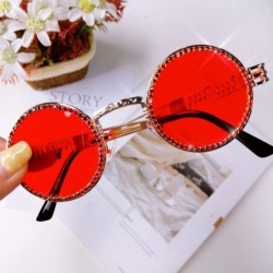 Goggle Vintage Round Diamond Sunglasses Women Luxury Steampunk Red Black Clear Lens Rhinestone Eyeglasses UV400 - 3 - C8199CK...