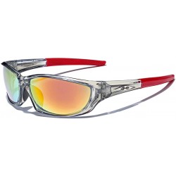 Sport Men's Frosted Gray Frame Colorful Wrap Around Baseball Cycling Running Sports Sunglasses - Red - C01252TJBI7 $11.13