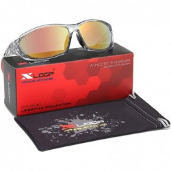 Sport Men's Frosted Gray Frame Colorful Wrap Around Baseball Cycling Running Sports Sunglasses - Red - C01252TJBI7 $11.13