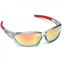 Sport Men's Frosted Gray Frame Colorful Wrap Around Baseball Cycling Running Sports Sunglasses - Red - C01252TJBI7 $11.13