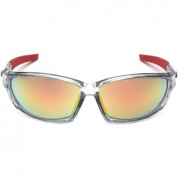 Sport Men's Frosted Gray Frame Colorful Wrap Around Baseball Cycling Running Sports Sunglasses - Red - C01252TJBI7 $11.13