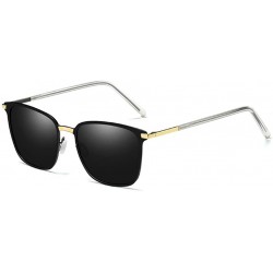 Square Retro Classic Square Polarized Sunglasses Driver Metal Frame sun glasses for Men - Gold+black / Grey - CK197DCNZT2 $10.82
