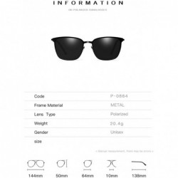 Square Retro Classic Square Polarized Sunglasses Driver Metal Frame sun glasses for Men - Gold+black / Grey - CK197DCNZT2 $10.82