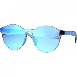 Rimless Rimless Round Sunglasses Full Flat Mirror Lens Unisex Retro Fashion Shades - Blue - CJ189OD5M3A $15.62