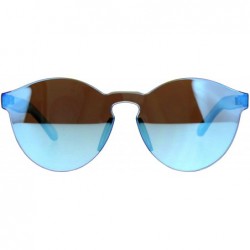 Rimless Rimless Round Sunglasses Full Flat Mirror Lens Unisex Retro Fashion Shades - Blue - CJ189OD5M3A $15.62