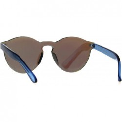 Rimless Rimless Round Sunglasses Full Flat Mirror Lens Unisex Retro Fashion Shades - Blue - CJ189OD5M3A $15.62
