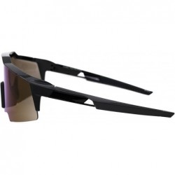 Oversized Shield Wrap Around Goggle Sunglasses Oversized Half Rim Mirror Lens UV 400 - Black (Blue Mirror) - C0196H87E9A $10.88
