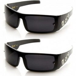 Square Eyewear One-Piece Shield Hardcore Shades OG Gangsta Dark Lens Sunglasses - 2-pack - CX110IM0BTR $10.87