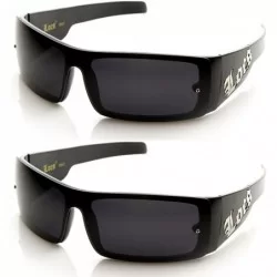 Square Eyewear One-Piece Shield Hardcore Shades OG Gangsta Dark Lens Sunglasses - 2-pack - CX110IM0BTR $27.54