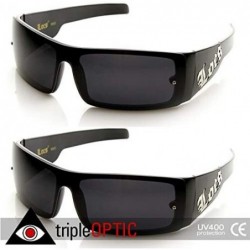 Square Eyewear One-Piece Shield Hardcore Shades OG Gangsta Dark Lens Sunglasses - 2-pack - CX110IM0BTR $32.62