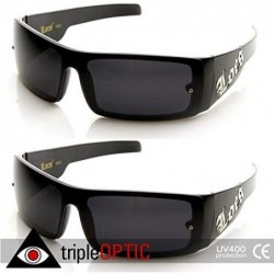 Square Eyewear One-Piece Shield Hardcore Shades OG Gangsta Dark Lens Sunglasses - 2-pack - CX110IM0BTR $10.87