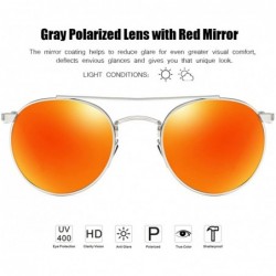 Round Round Sunglasses Double Bridge Polarized Lens Spring Hinged Al-Mg Temple Lightweight - Silver - CE18D87OMMQ $15.81