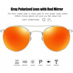 Round Round Sunglasses Double Bridge Polarized Lens Spring Hinged Al-Mg Temple Lightweight - Silver - CE18D87OMMQ $15.81