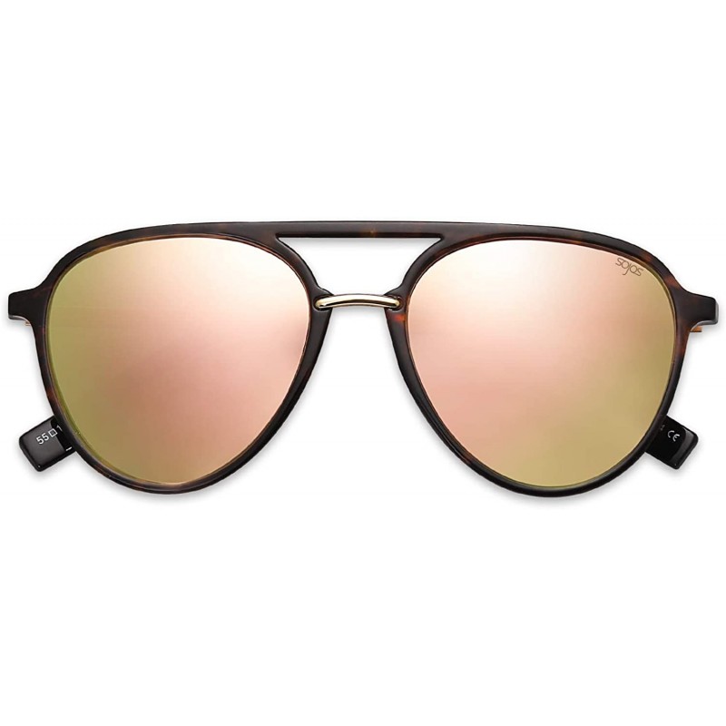 Round Oversized Polarized Sunglasses for Women Men Aviator Ladies Shades SJ2078 - C4 Tortoise Frame/Pink Mirrored Lens - CO18...
