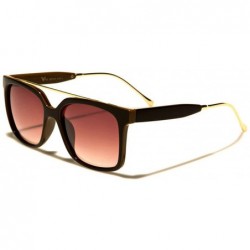 Square Browline Rectangular Sunglasses - Black/Brown - CA18DNK68IN $10.06