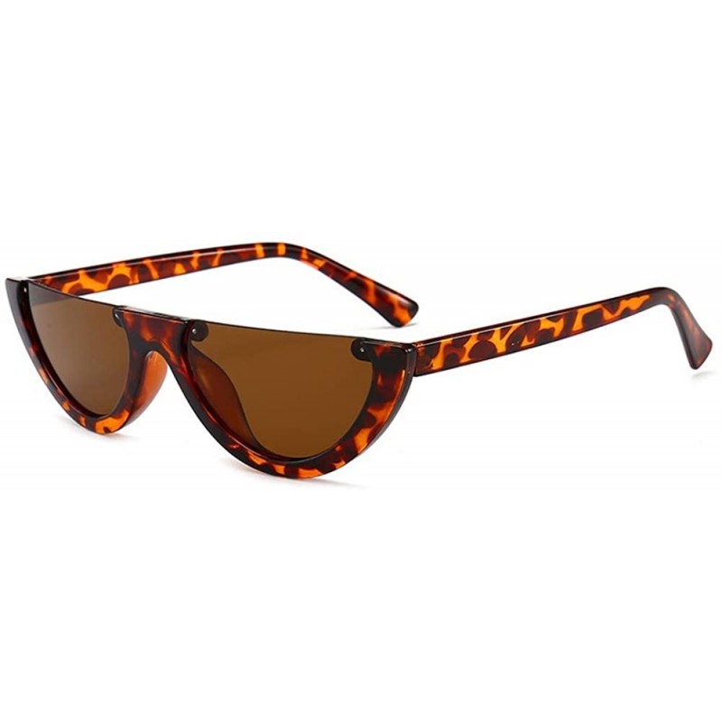 Goggle Fashion Sunglasses On Sale Cool Half-Frame Dazzle Color Versatile Sunglasses Sunglasses - Slice Tofu Pudding Tea - CI1...