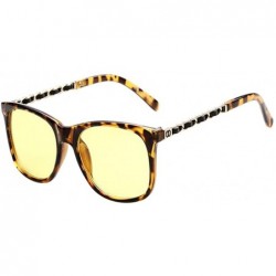 Square Men's Women's Blue Light Filter Anti-Fatigue Glasses Retro Yellow Lens - Bean Flower - CG18DIHN2ME $11.91