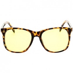 Square Men's Women's Blue Light Filter Anti-Fatigue Glasses Retro Yellow Lens - Bean Flower - CG18DIHN2ME $11.91