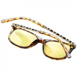 Square Men's Women's Blue Light Filter Anti-Fatigue Glasses Retro Yellow Lens - Bean Flower - CG18DIHN2ME $11.91