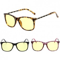 Square Men's Women's Blue Light Filter Anti-Fatigue Glasses Retro Yellow Lens - Bean Flower - CG18DIHN2ME $11.91