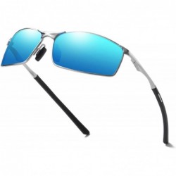 Square Sunglasses Men Women Polarized Sunglasses-Outdoor Driving Classic Mirror Sun Glasses Metal Frame UV400 Eyewear - CV198...