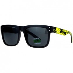 Rectangular Unisex Fashion Sunglasses Square Rectangle Matte Frame Digital Pixel Print - Black Yellow - CD188TQ3INI $19.23