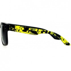 Rectangular Unisex Fashion Sunglasses Square Rectangle Matte Frame Digital Pixel Print - Black Yellow - CD188TQ3INI $11.69