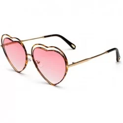 Semi-rimless Men's & Women's Glasses Metal Frame Colored Gradient Lens Sunglasses - Leopard Powder - CE18EW80QNY $23.15