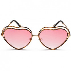 Semi-rimless Men's & Women's Glasses Metal Frame Colored Gradient Lens Sunglasses - Leopard Powder - CE18EW80QNY $9.62