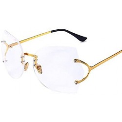 Oversized Cat Eye Eyeglasses Women Sunglasses Rimless Clear Eyewear Gradient Elegant Optics Rimless Lady Oversized - C218Y396...