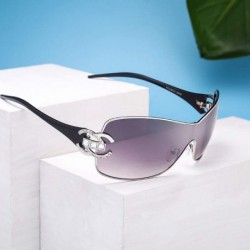 Shield Rimless Shield Warp Sunglasses Flat top sunglasses for Men Women - 1 - C5198R4SAKA $16.03