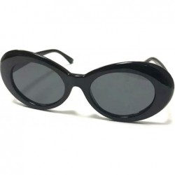 Round Clout Sunglasses Thick Goggles Oval Frame Retro Style Bold Round Lens - Black - C2188A36GWO $11.99