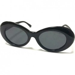 Round Clout Sunglasses Thick Goggles Oval Frame Retro Style Bold Round Lens - Black - C2188A36GWO $18.22