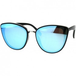 Cat Eye Womens Mod Diva Designer Fashion Cat Eye Retro Sunglasses - Black Blue Mirror - CF18ES6CAEH $8.93