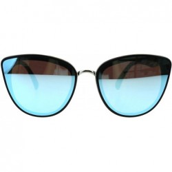 Cat Eye Womens Mod Diva Designer Fashion Cat Eye Retro Sunglasses - Black Blue Mirror - CF18ES6CAEH $17.86