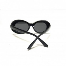 Round Clout Sunglasses Thick Goggles Oval Frame Retro Style Bold Round Lens - Black - C2188A36GWO $11.99