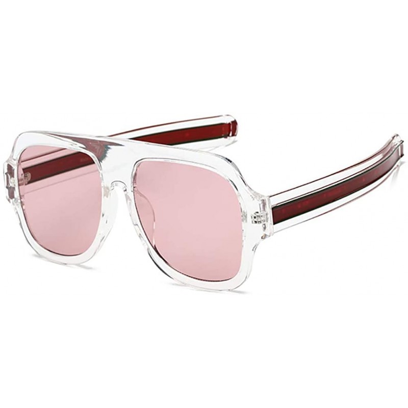 Square Premium Super Oversized Sunglasses Women Men Flat Top Square Frame Shades - Pink - CW18L2Y9DQ8 $9.64