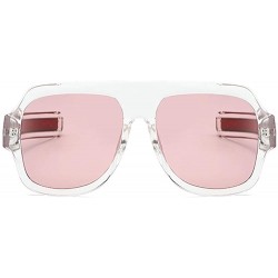 Square Premium Super Oversized Sunglasses Women Men Flat Top Square Frame Shades - Pink - CW18L2Y9DQ8 $9.64