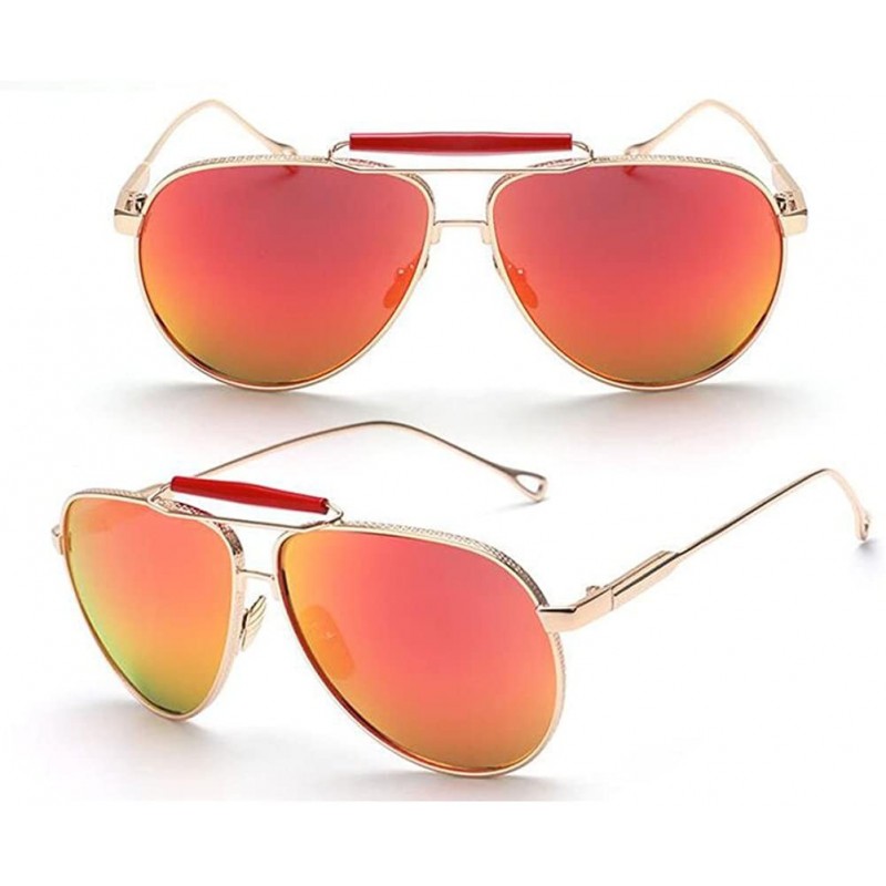 Goggle Unisex Cat Eye Hollow Metal Frame Sunglasses Retro Style Anti-UV Goggles Eyewear - Gold Frame/Orange - C612KCVBFC5 $8.76